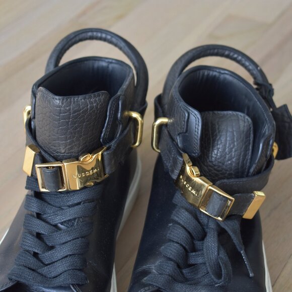 Buscemi Black Leather 100MM Sneakers with Gold Buckle Size 44 - Picture 12 of 12